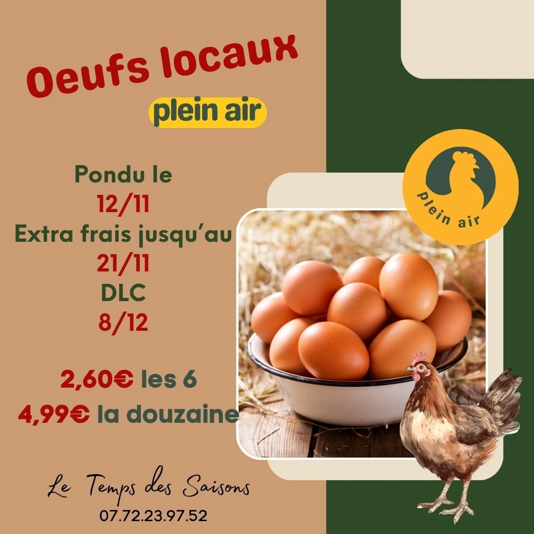 6 oeufs extra frais Local