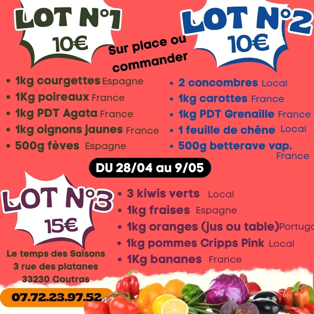 LOT N°3 = 15€ (fruits)