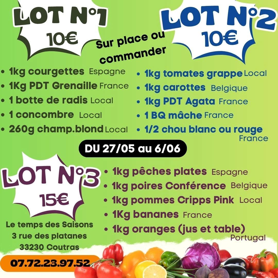 LOT N°3 = 15€ (fruits)