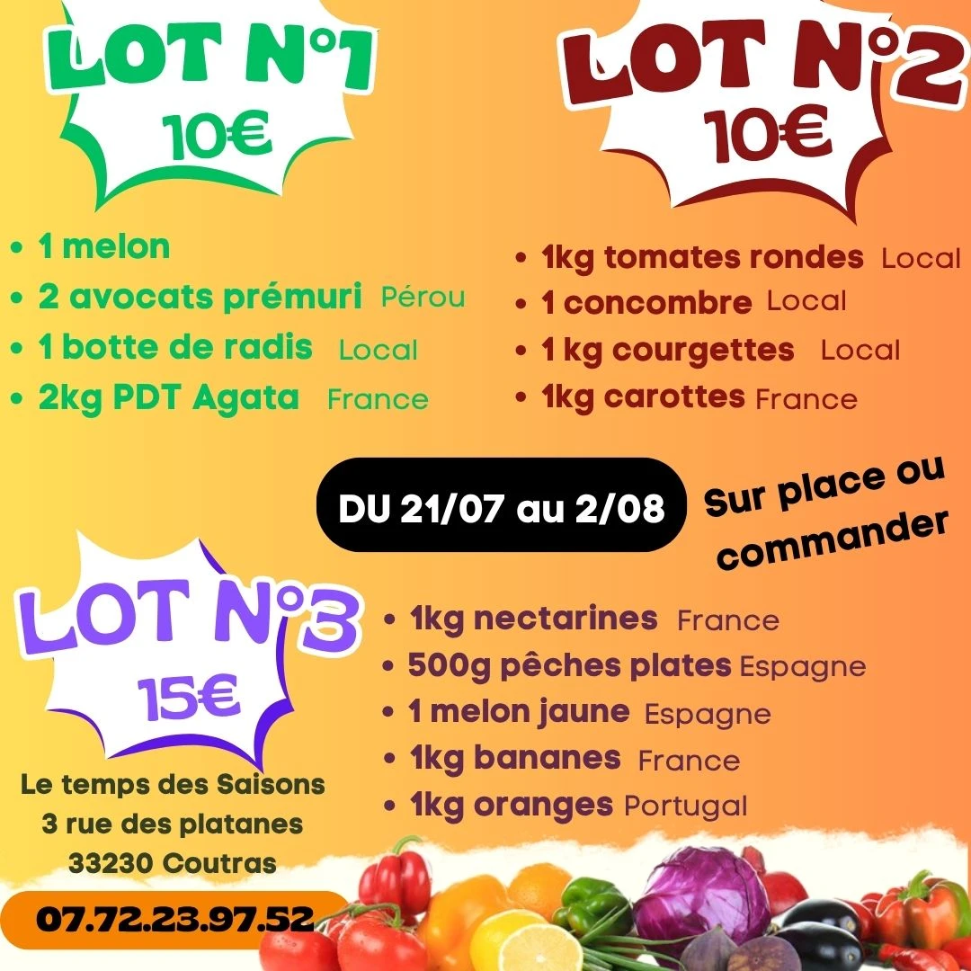 LOT N°3 = 15€ (fruits)
