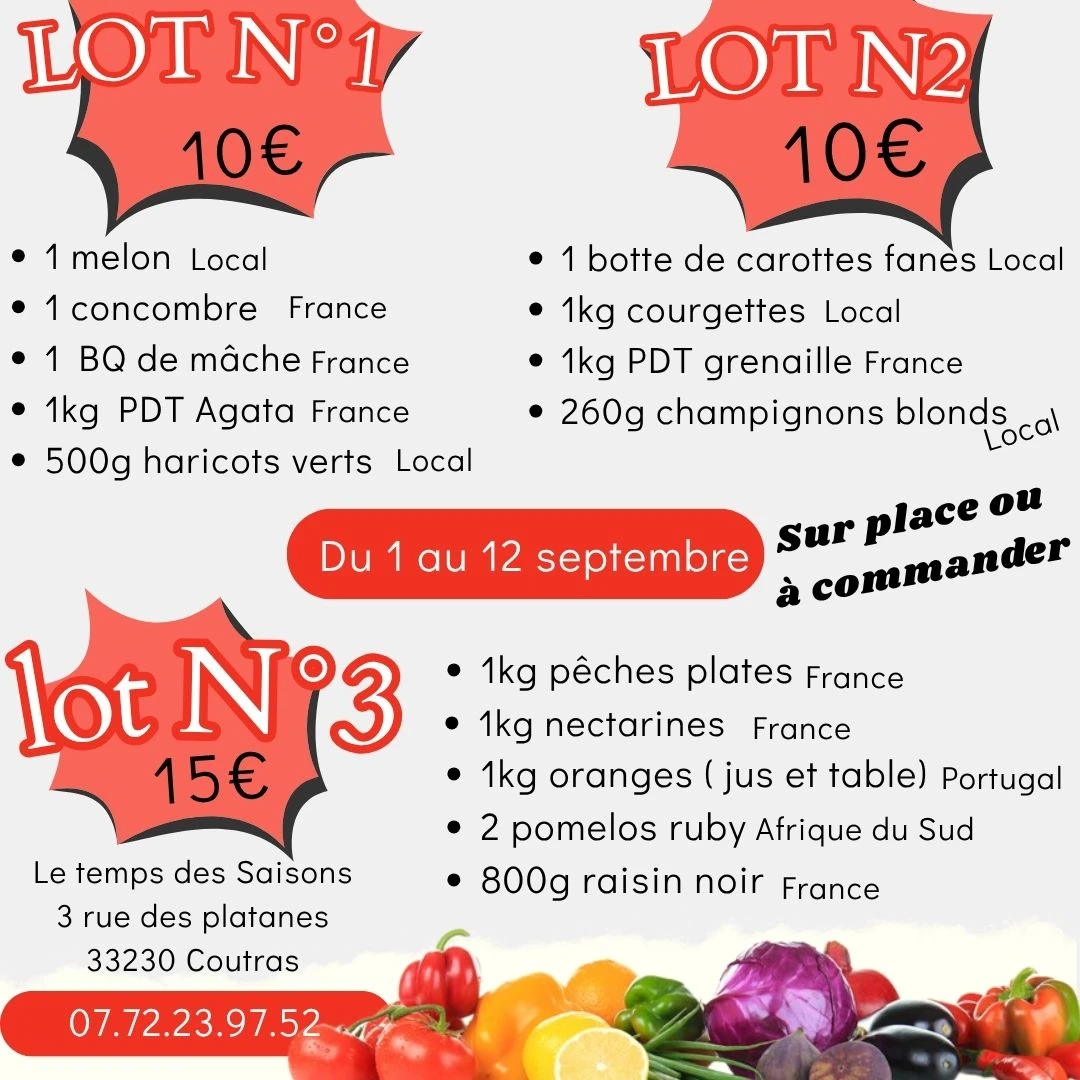 LOT N°3 = 15€ (fruits)